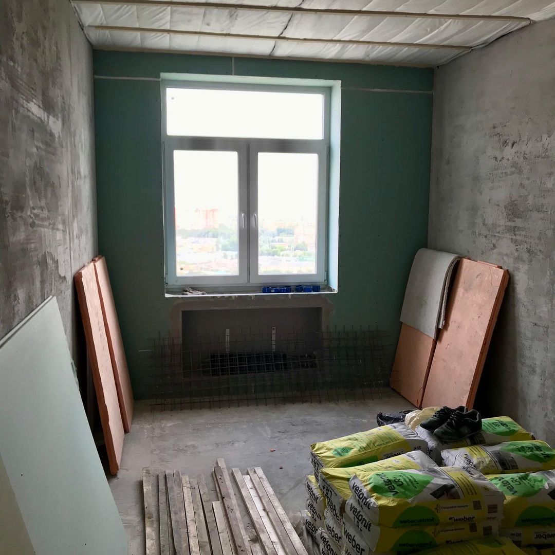 More June. We installed electricity, installed soundproofing, levelled the floor, built a niche for the heater under the window, put heat insulation and soundproofing under the ceiling